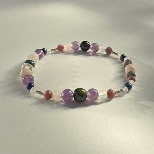 CENTRE BRACELET | STERLING SILVER & STONE BEAD BRACELET FOR CALM