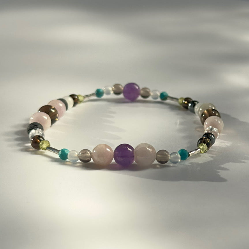 ANCHOR BRACELET | STERLING SILVER & STONE BEAD BRACELET FOR CALM