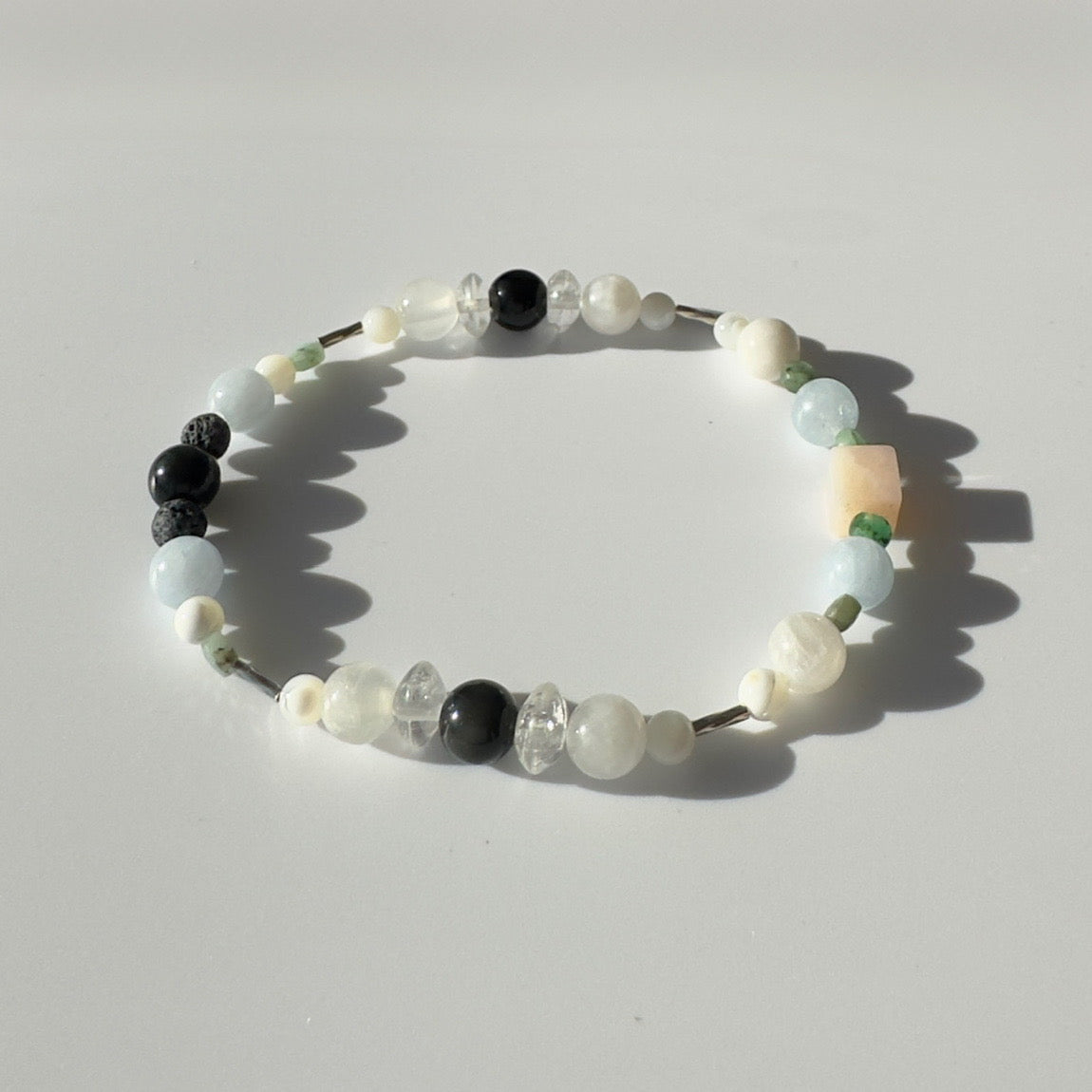 EXHALE BRACELET | STERLING SILVER & STONE BEAD BRACELET FOR PERSPECTIVE