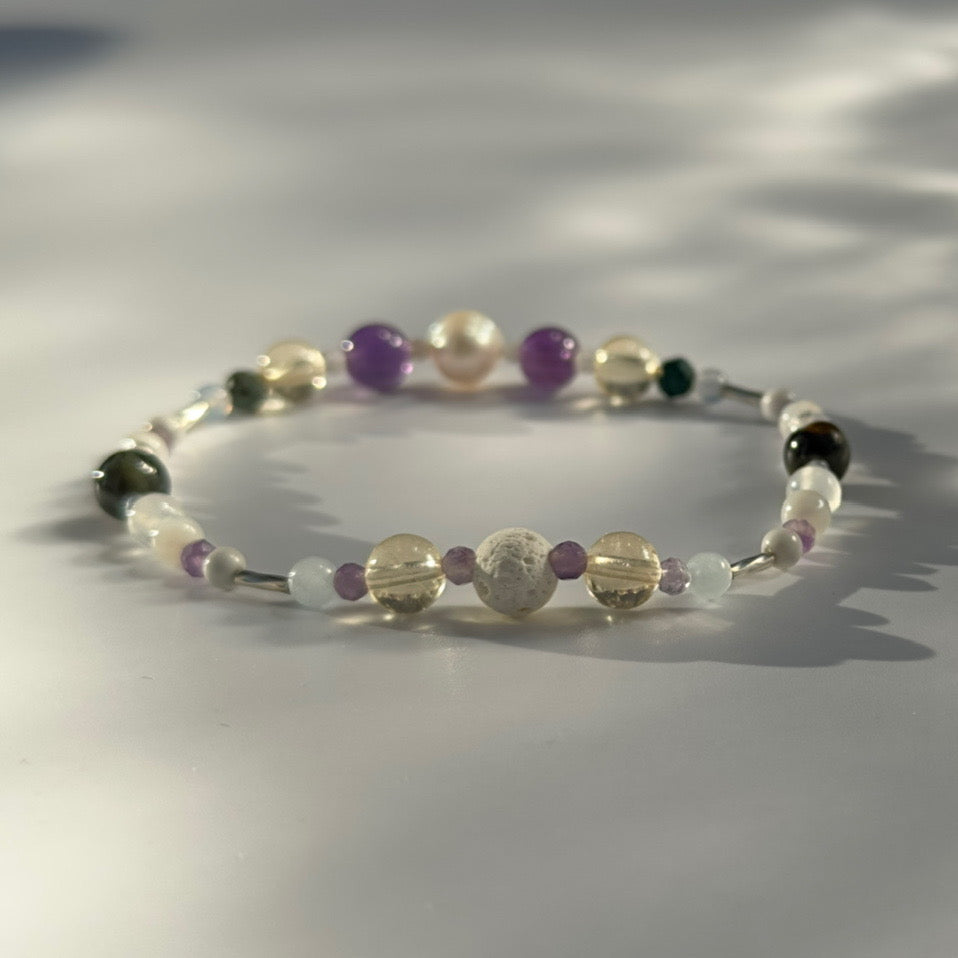 GENTLE BRACELET | STERLING SILVER & STONE BEAD BRACELET FOR CALM