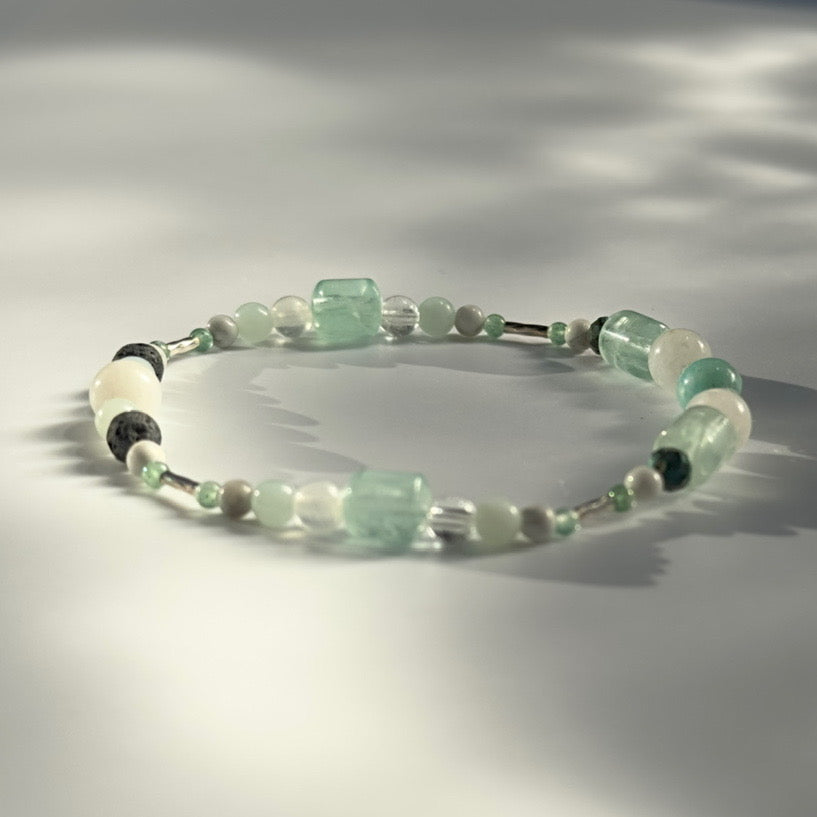SETTLE BRACELET | STERLING SILVER & STONE BEAD BRACELET FOR CALM