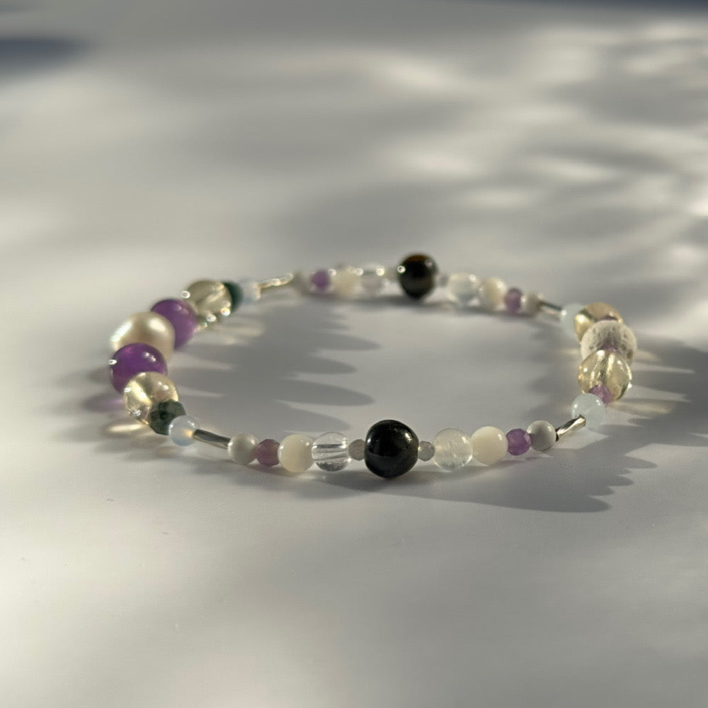 GENTLE BRACELET | STERLING SILVER & STONE BEAD BRACELET FOR CALM