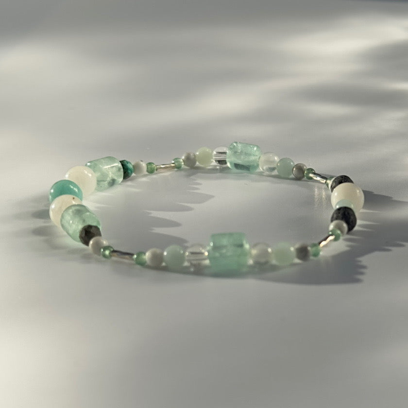 SETTLE BRACELET | STERLING SILVER & STONE BEAD BRACELET FOR CALM