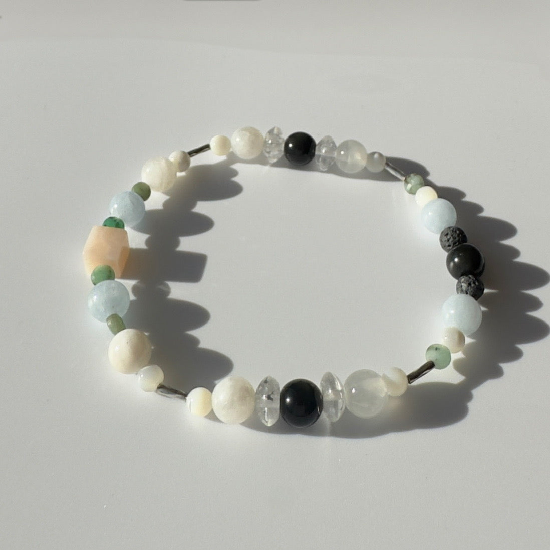 EXHALE BRACELET | STERLING SILVER & STONE BEAD BRACELET FOR PERSPECTIVE