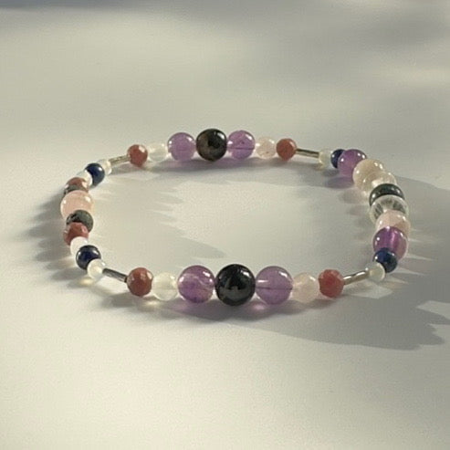 CENTRE BRACELET | STERLING SILVER & STONE BEAD BRACELET FOR CALM
