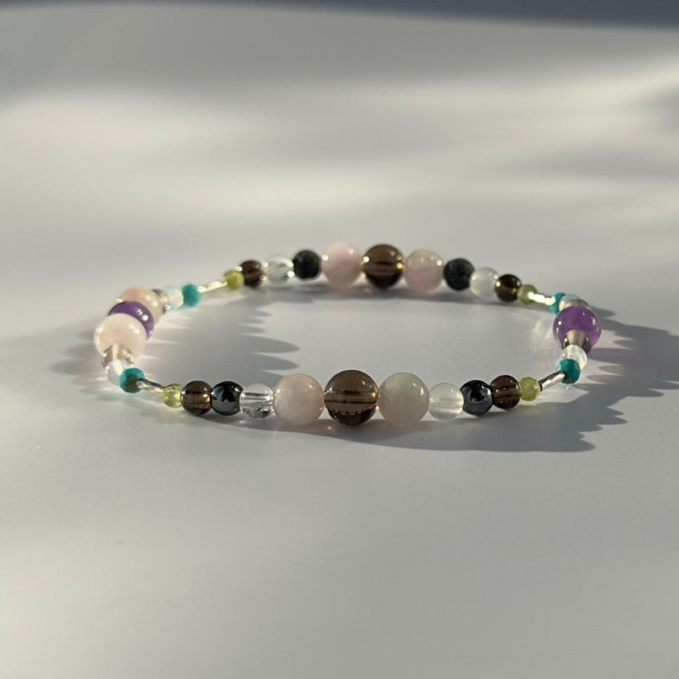 ANCHOR BRACELET | STERLING SILVER & STONE BEAD BRACELET FOR CALM