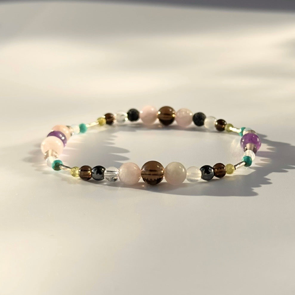ANCHOR BRACELET | STERLING SILVER & STONE BEAD BRACELET FOR CALM