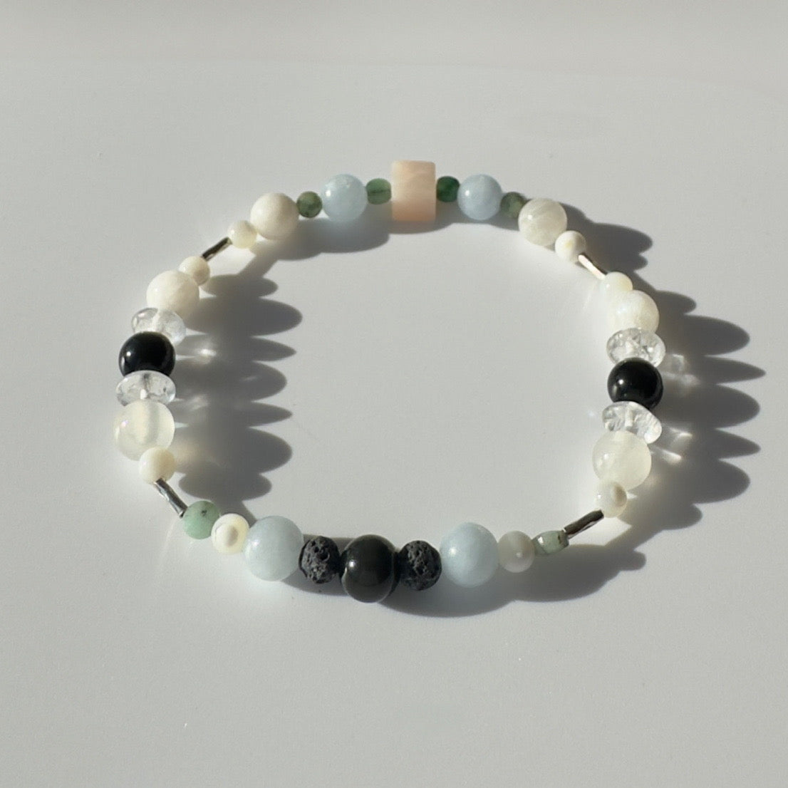 EXHALE BRACELET | STERLING SILVER & STONE BEAD BRACELET FOR PERSPECTIVE
