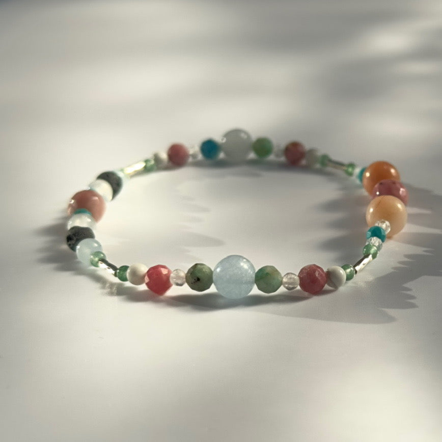 QUIET BRACELET | STERLING SILVER & STONE BEAD BRACELET FOR CALM