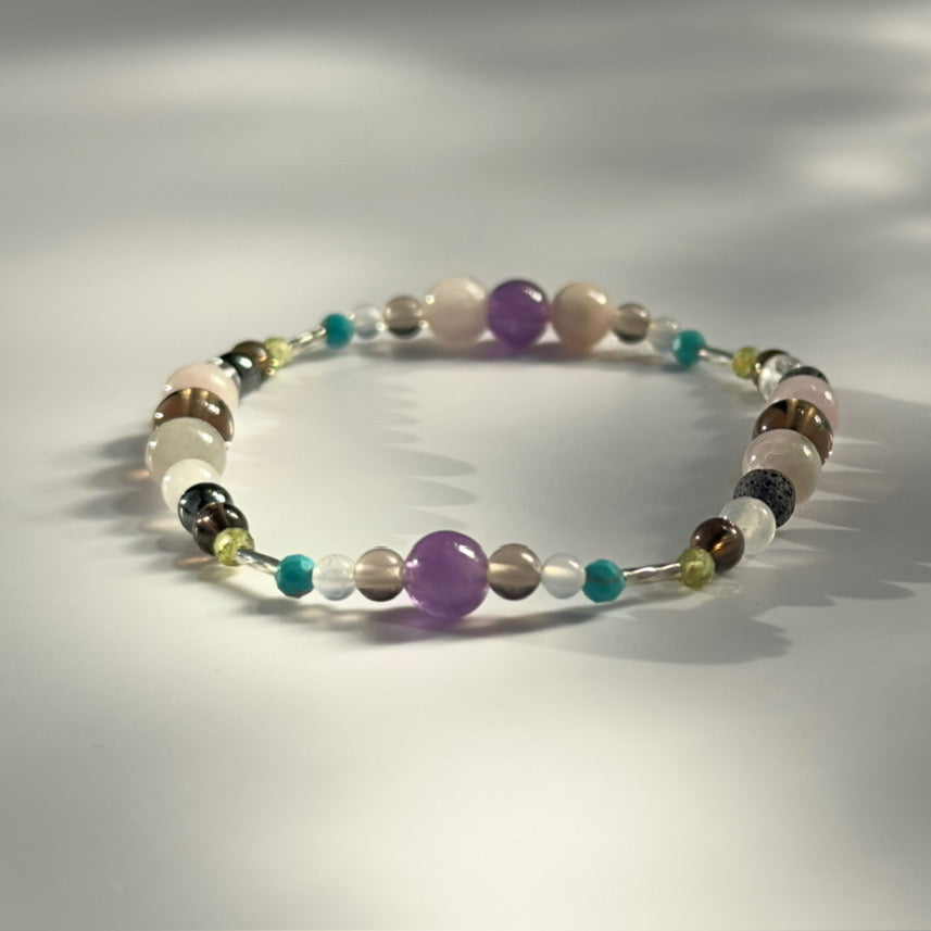 ANCHOR BRACELET | STERLING SILVER & STONE BEAD BRACELET FOR CALM