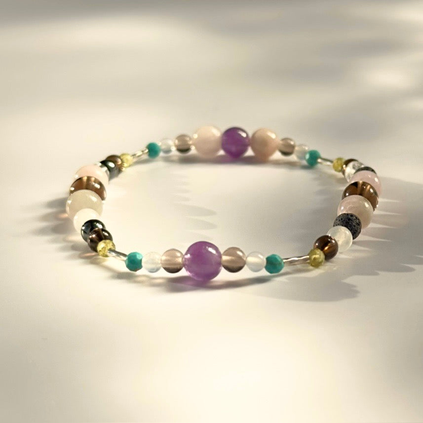 ANCHOR BRACELET | STERLING SILVER & STONE BEAD BRACELET FOR CALM
