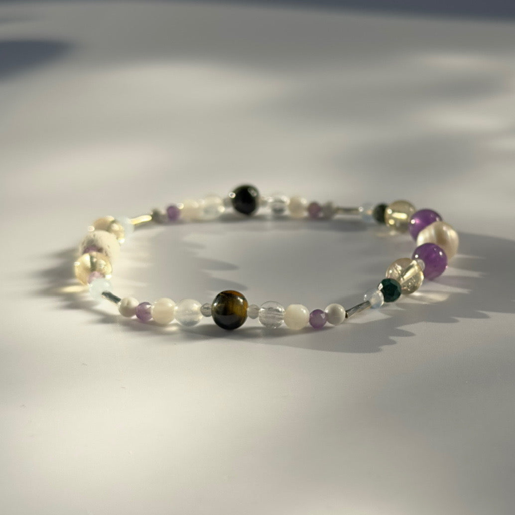GENTLE BRACELET | STERLING SILVER & STONE BEAD BRACELET FOR CALM
