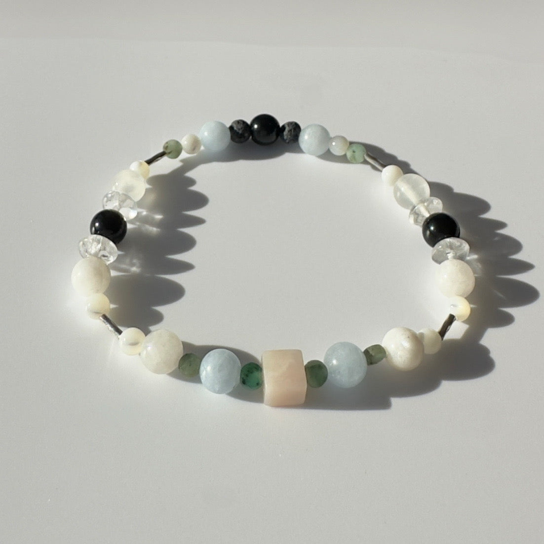 EXHALE BRACELET | STERLING SILVER & STONE BEAD BRACELET FOR PERSPECTIVE