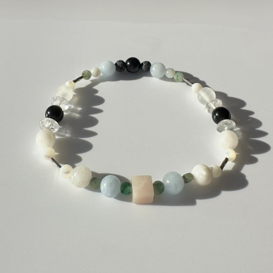 EXHALE BRACELET | STERLING SILVER & STONE BEAD BRACELET FOR PERSPECTIVE