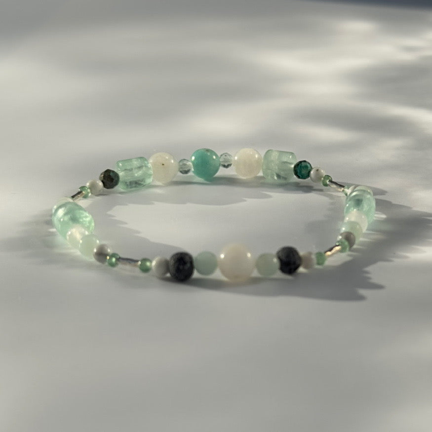 SETTLE BRACELET | STERLING SILVER & STONE BEAD BRACELET FOR CALM