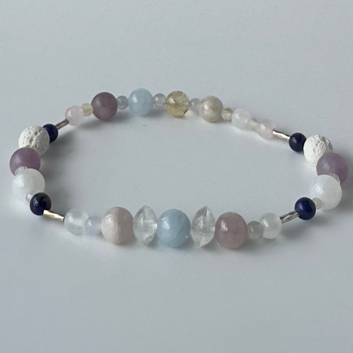 EASE BRACELET | STERLING SILVER & STONE BEAD BRACELET FOR CALM