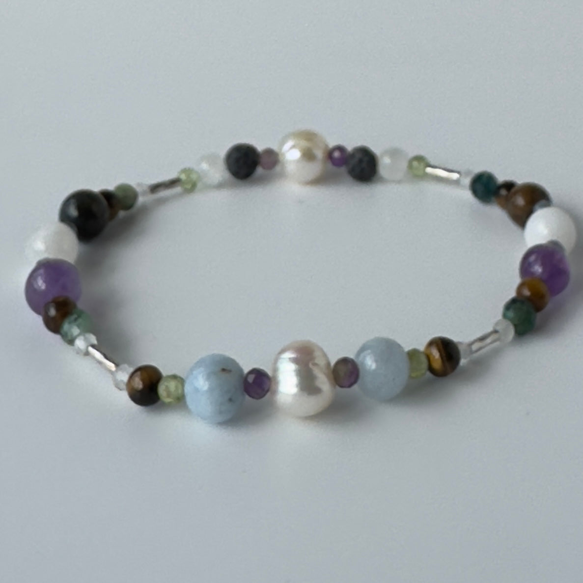 FLOW BRACELET | STERLING SILVER & STONE BEAD BRACELET FOR PERSPECTIVE
