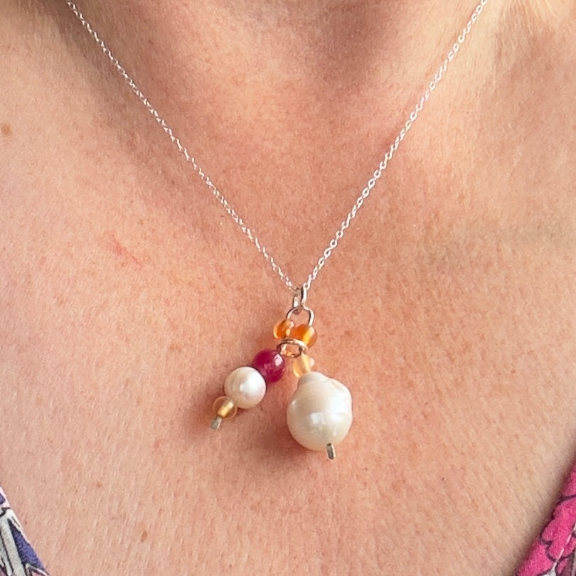 DARE PENDANT | STERLING SILVER & STONE PENDANT FOR STRENGTH