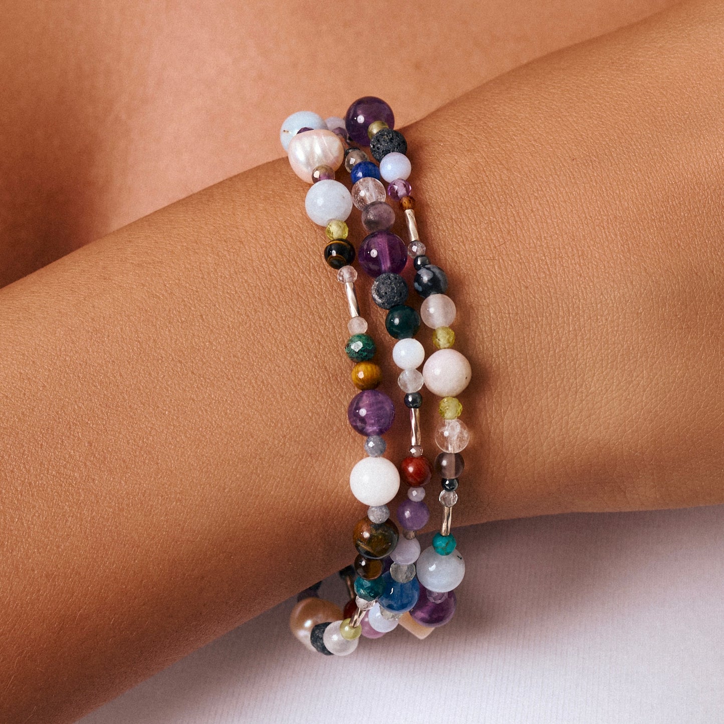RESET BRACELET | STERLING SILVER BEAD & STONE BRACELET FOR PERSPECTIVE
