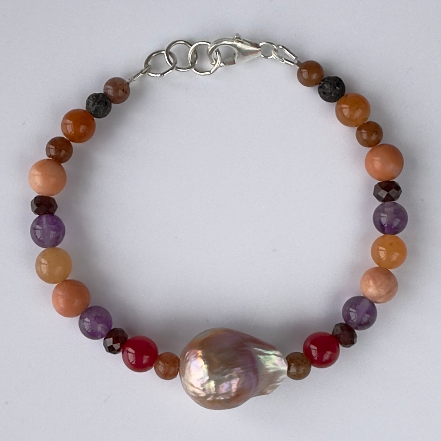 AWAKEN BRACELET | STERLING SILVER & STONE BEAD BRACELET WITH BAROQUE PEARL FOR CREATIVE FLOW