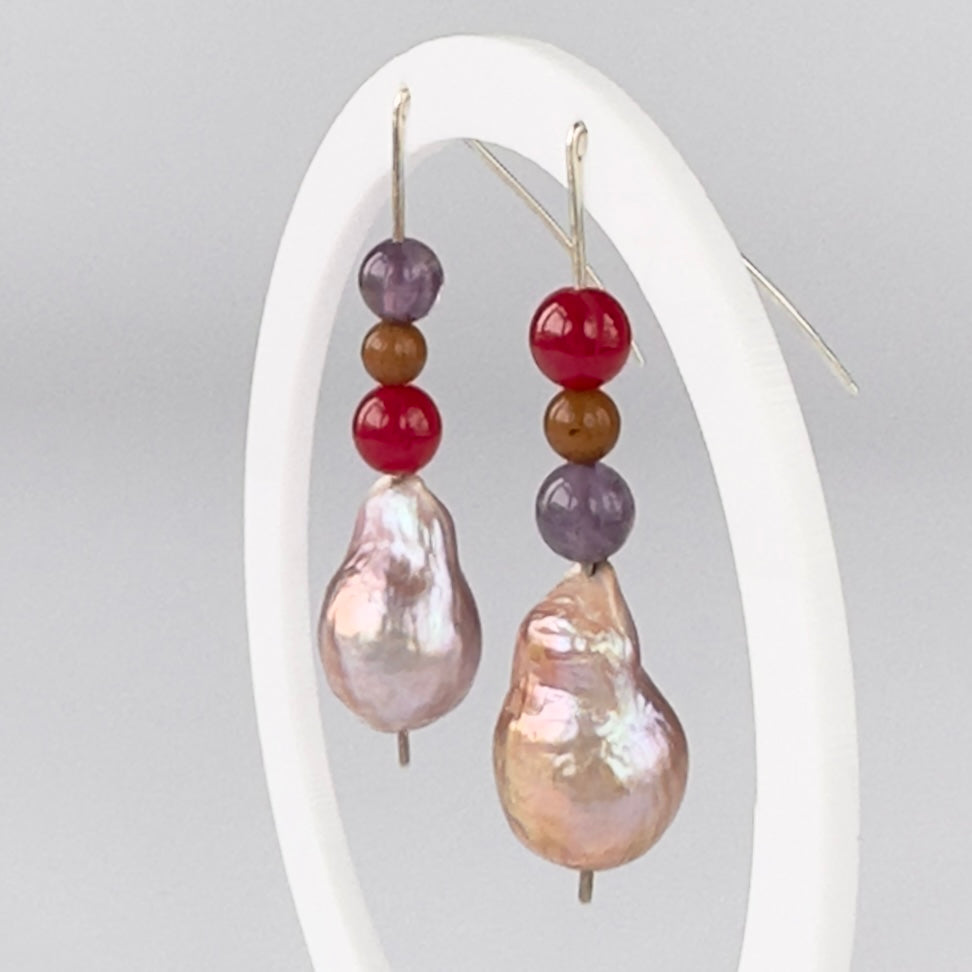 AWAKEN EARRINGS | STERLING SILVER & STONE EARRINGS WITH BAROQUE PEARLS FOR CREATIVE FLOW
