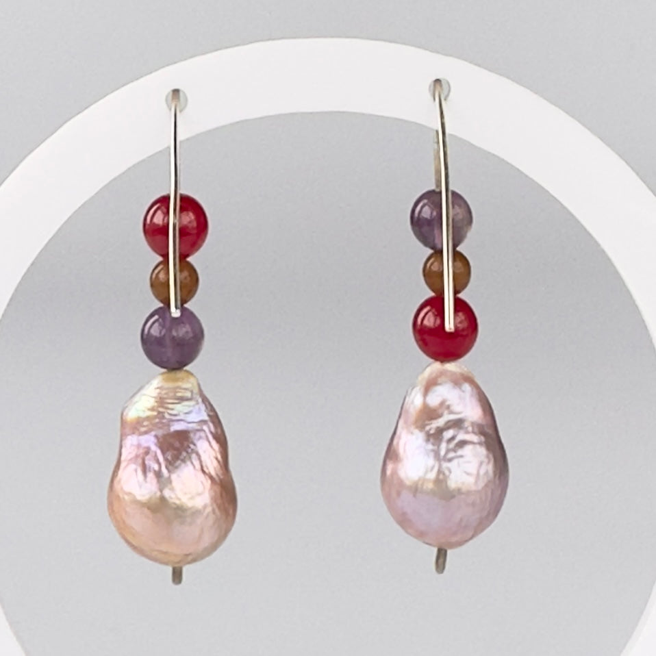 AWAKEN EARRINGS | STERLING SILVER & STONE EARRINGS WITH BAROQUE PEARLS FOR CREATIVE FLOW